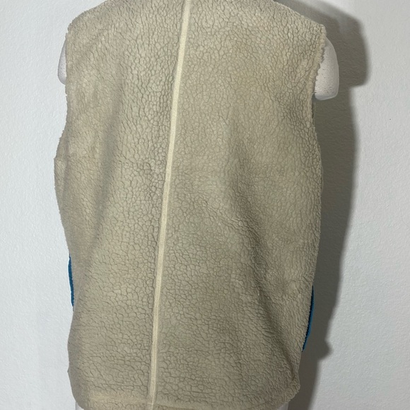 Patagonia kids retro vest natural Andes blue size xl 14 Sherpa fleece old tag - Picture 8 of 10